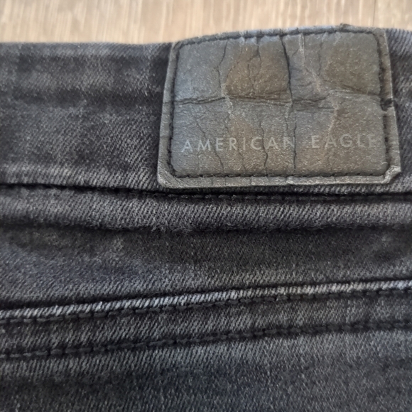 American Eagle Jeans Women's 26 Distressed Black Skinny Jeans Thrashed Skater - Picture 6 of 10